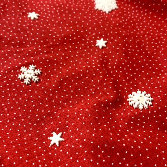 Handmade Xmas Tree Skirt Nutcracker Snowflakes Angels Beaded Quilted PomPom Trim - Picture 2 of 8